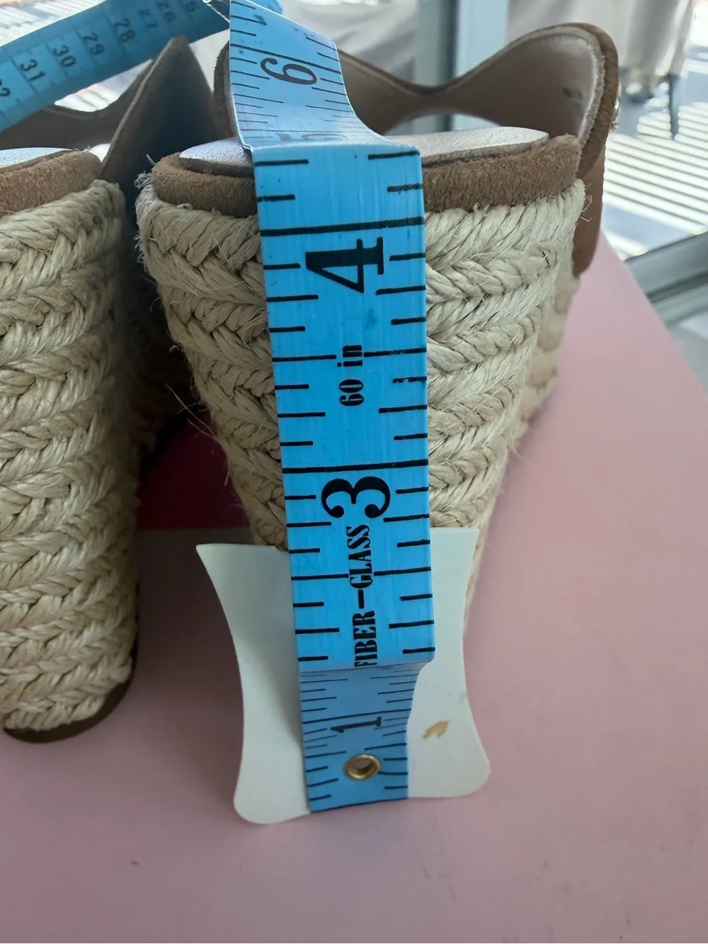 Kate Spade, Tan Suede Wedge Sandals, Size 5.5, Very Good Condition
